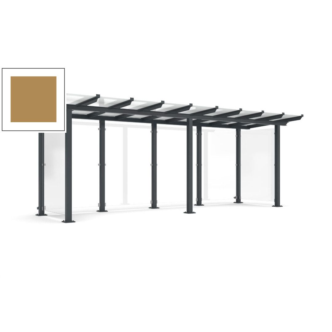 Unterstand mit Pultdach und Sicherheitsglas - feuerverzinkt und farbbeschichtet - 2.435 x 6.850 x 2.090 (HxBxT) - Farbe Achatgrau