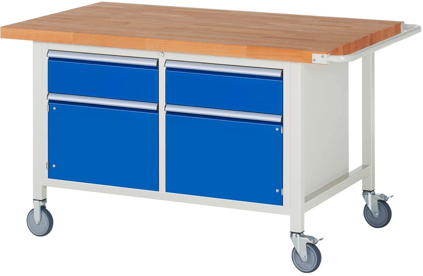 Mobile Werkbank mit 2 Schränken - 2 Schubladen - Teilauszug - 180:2 - 880 x 1.500 x 900 mm (HxBxT) - 450 kg - Buche - Anthrazitgrau