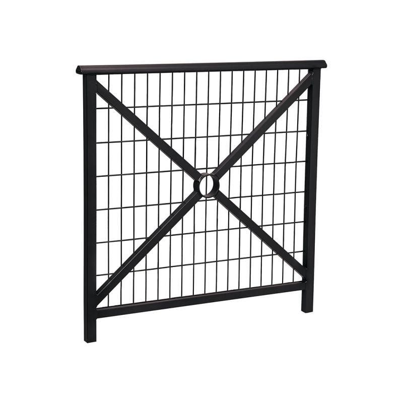 Geländer Kreuz und Gitter - 1.000 x 1.000 mm - abgerundeter Handlauf - Farbe enzianblau - Außengeländer Systemgeländer