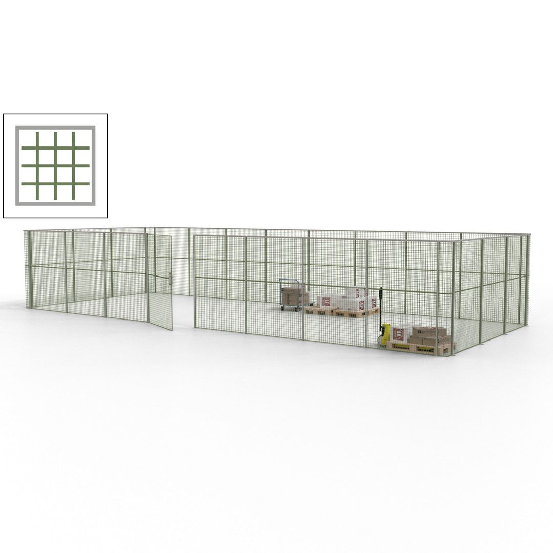 Maschinen Schutzgitter - Hallentrennwand - Sicherheitszaun - Tür - 33 m - 2.200 x 12.400 x 4.900 mm (HxBxT) - enzianblau