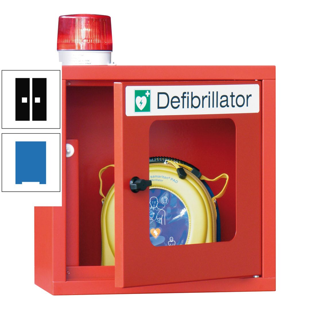 Defibrillatorenschrank mit akustischem und optischem Alarm - 490 x 400 x 200 mm (HxBxT) - Sichtfenster - anthrazitgrau
