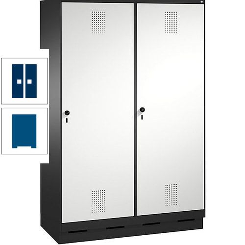 Doppel-Spind, Garderobenschrank, 2 Türen für 4 Abteile a 300 mm, Korpus anthrazitgrau, Türen anthrazitgrau, 1.800 x 1.200 x 500 mm (HxBxT)
