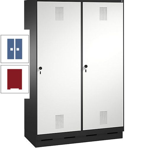 Doppel-Spind, Garderobenschrank, 2 Türen für 4 Abteile a 300 mm, Korpus anthrazitgrau, Türen anthrazitgrau, 1.800 x 1.200 x 500 mm (HxBxT)