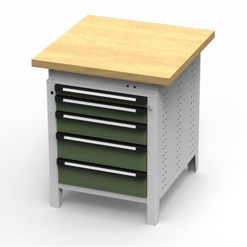 OTTOKIND Werkbank - Arbeitsplatte bündig - 850 x 605 x 750 mm (HxBxT) - 5 Schubladen - lichtgrau