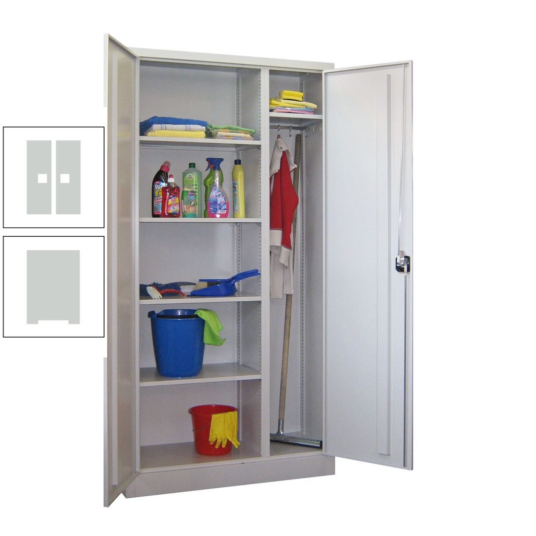 Putzschrank mit Trennwand - 1.950x1.000x400 mm (HxBxT) - Böden pulverbeschichtet - anthrazitgrau