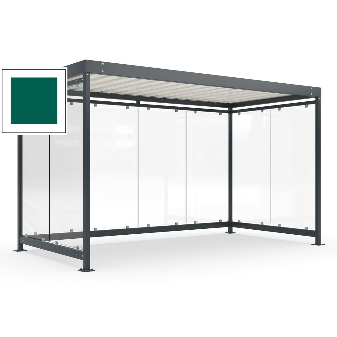 Fahrradunterstand, Fahrgastunterstand, Bushaltestelle, Bausatz, 12-13 Personen, 2.510 x 4.195 x 2.165 mm (HxBxT), 8 Wände, Achatgrau