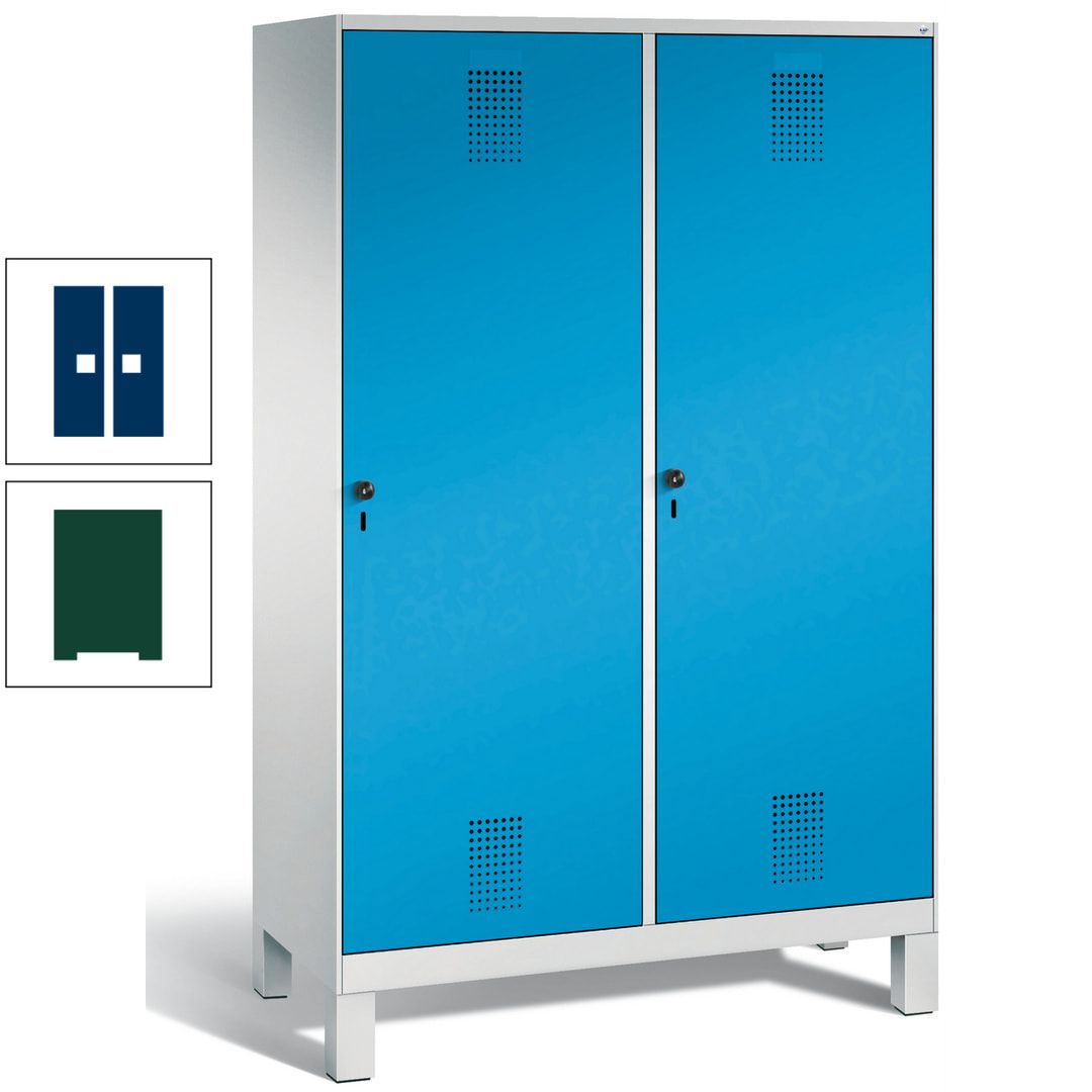 Doppel-Spind, Garderobenschrank, 2 Türen für 4 Abteile a 300 mm, Korpus anthrazitgrau, Türen anthrazitgrau, 1.850 x 1.200 x 500 mm (HxBxT)