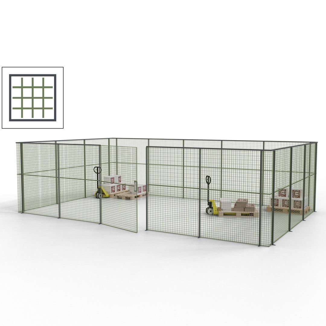 Maschinen Schutzgitter - Hallentrennwand - Sicherheitszaun - Tür - 22 m - 2.200 x 7.900 x 4.900 mm (HxBxT) - enzianblau