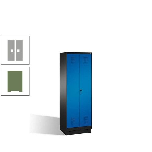 Doppel-Spind, Doppeltüren, Garderobenschrank mit Sockel, 2 Abteile a 300 mm, Korpus anthrazitgrau, Tür anthrazitgrau, 1.800 x 600 x 500 mm (HxBxT)