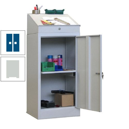 Stehpult mit Schrank - Vollblechtür - Zylinderschloss - 1 Ausziehboden - 1.270x500x500 mm (HxBxT) - anthrazitgrau