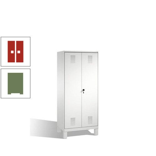 Doppel-Spind, Doppeltüren, Garderobenschrank mit Füßen, 2 Abteile a 400 mm, Korpus anthrazitgrau, Tür anthrazitgrau, 1.850 x 800 x 500 mm (HxBxT)