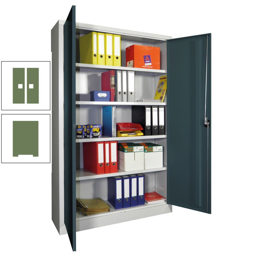 Aktenschrank - Vollblechtüren - 1.950x1.200x400 mm (HxBxT) - 4 Einlegeböden verzinkt - Zylinderschloss - anthrazitgrau