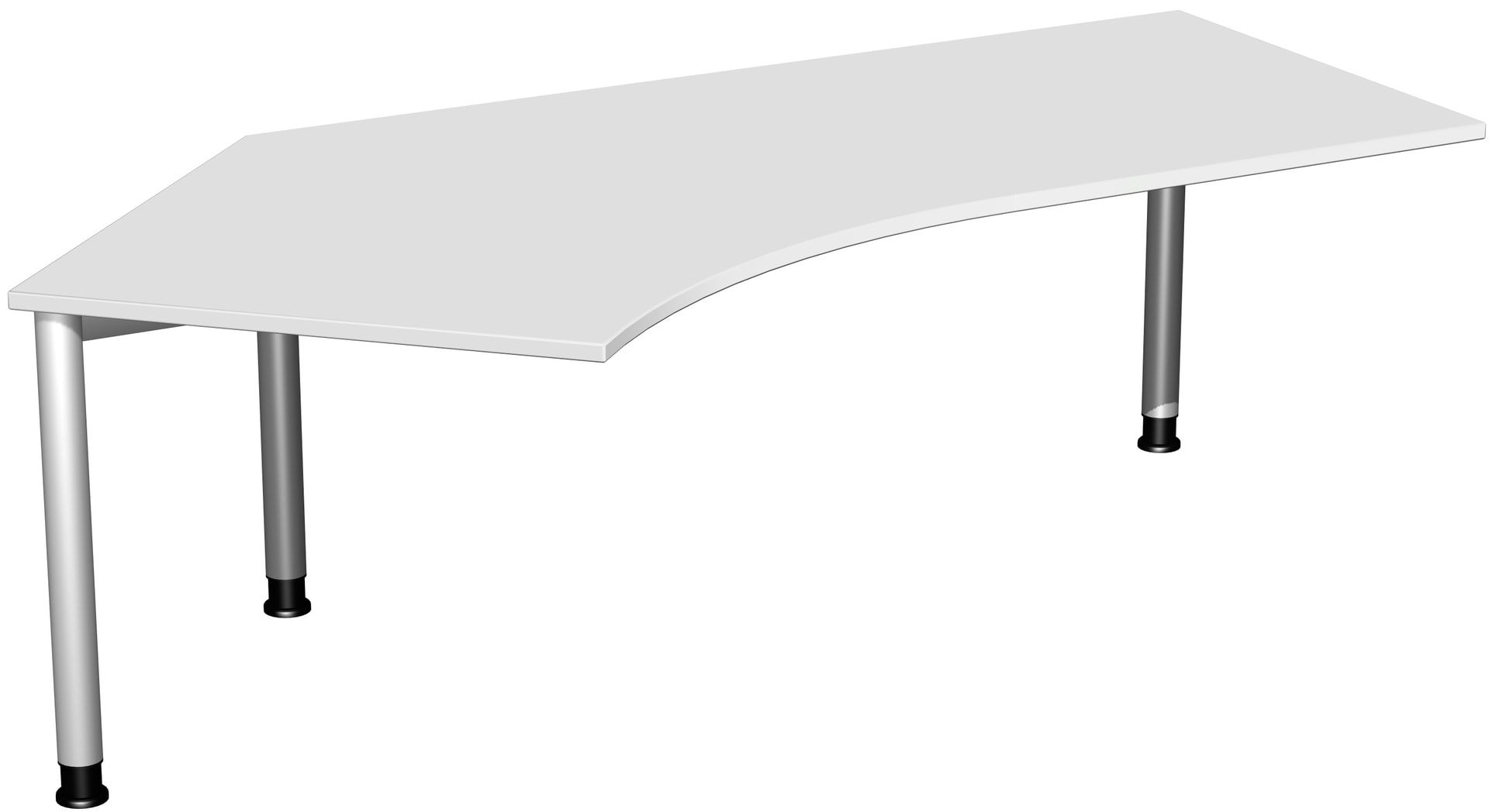 Schreibtisch, einseitig verkürzt, 4-Fuß Flex, Winkel links, höhenverstellbar, 680-800 x 2.166 x 1.130 mm (HxBxT), Gestell anthrazit, Dekor lichtgrau