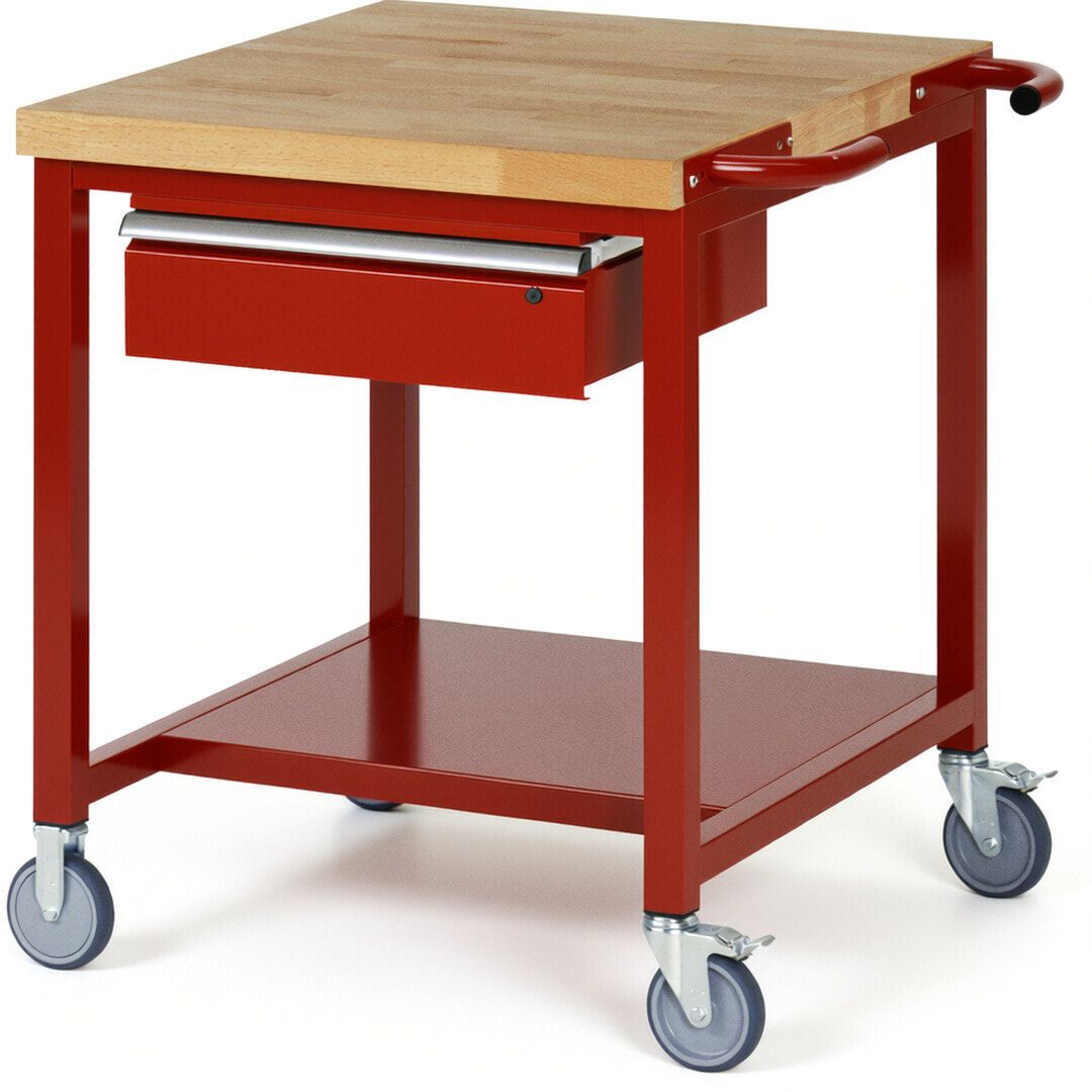Mobile Werkbank mit Ablageboden - 1 Schublade - 150:1 - höhenverstellbar 880-1.080 mm - 750 x 900 mm (BxT) - 450 kg - Anthrazitgrau