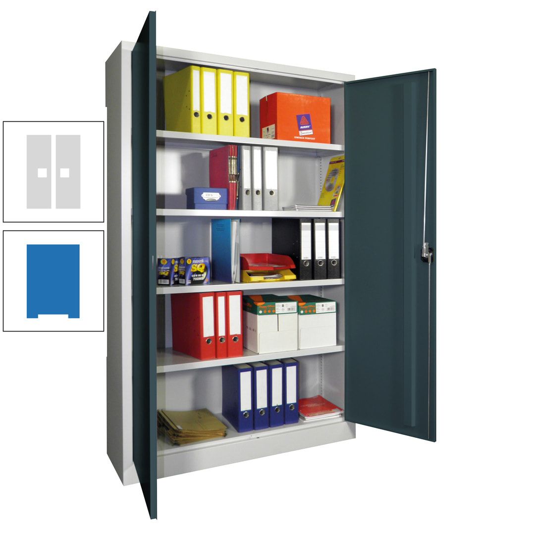 Aktenschrank - Vollblechtüren - 1.950x1.200x400 mm (HxBxT) - 4 Einlegeböden verzinkt - Zylinderschloss - anthrazitgrau