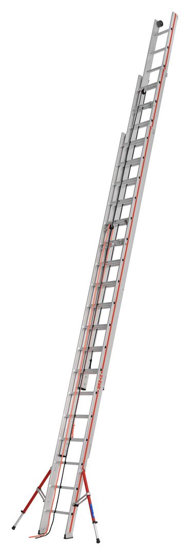 Aluminium-Seilzugleiter - Dreiteilig - Länge 11.460 mm - Klappfüße - Aluleiter Hymer