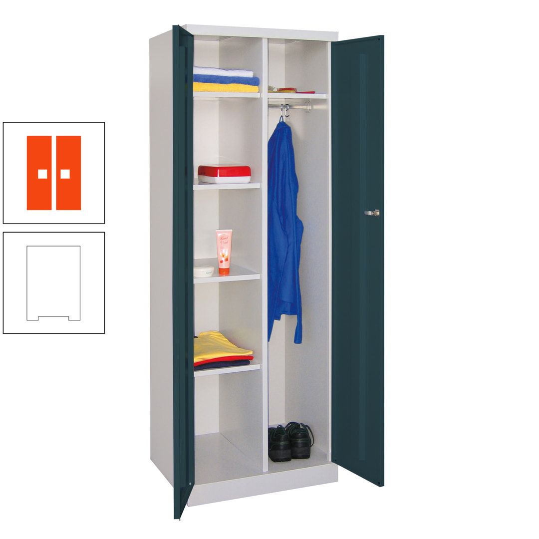 Kleiderschrank mit Sockel - Spind - 1 Abteil mit Trennwand - 1.800x600x500 mm (HxBxT) - Zylinderschloss - anthrazitgrau