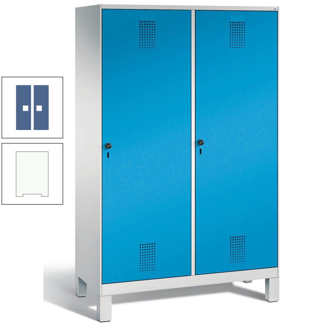 Doppel-Spind, Garderobenschrank, 2 Türen für 4 Abteile a 300 mm, Korpus anthrazitgrau, Türen anthrazitgrau, 1.850 x 1.200 x 500 mm (HxBxT)