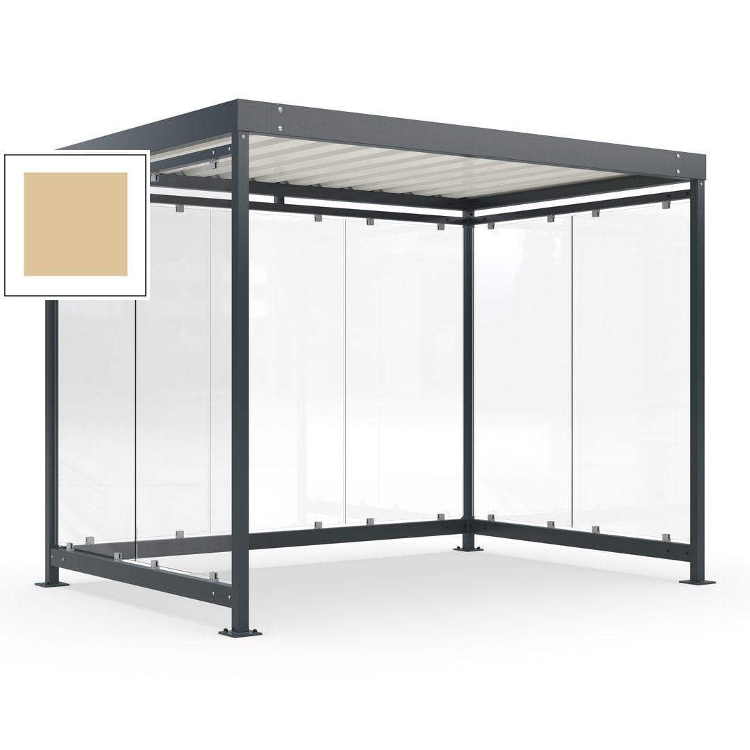 Raucherunterstand, Bausatz, Fahrgastunterstand, Bushaltestelle, 2.510 x 3.180 x 2.165 mm (HxBxT), 7 Wände, Achatgrau