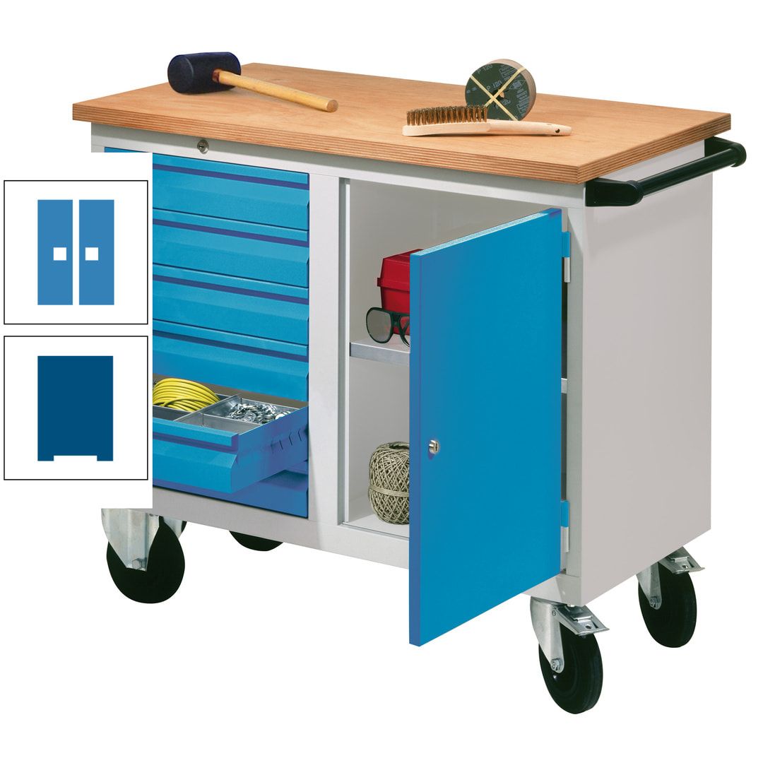 Mobile Werkbank - Werkstattwagen - 915 x 1.090 x 600 mm - 6 Schubladen und Schrankfach - anthrazitgrau