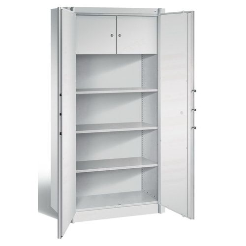 Feuergeschützter Aktenschrank, Klasse A1, 3 Fachböden und 2 Schließfächer, Farben schwarzgrau, 1.950 x 930 x 500 mm (HxBxT)