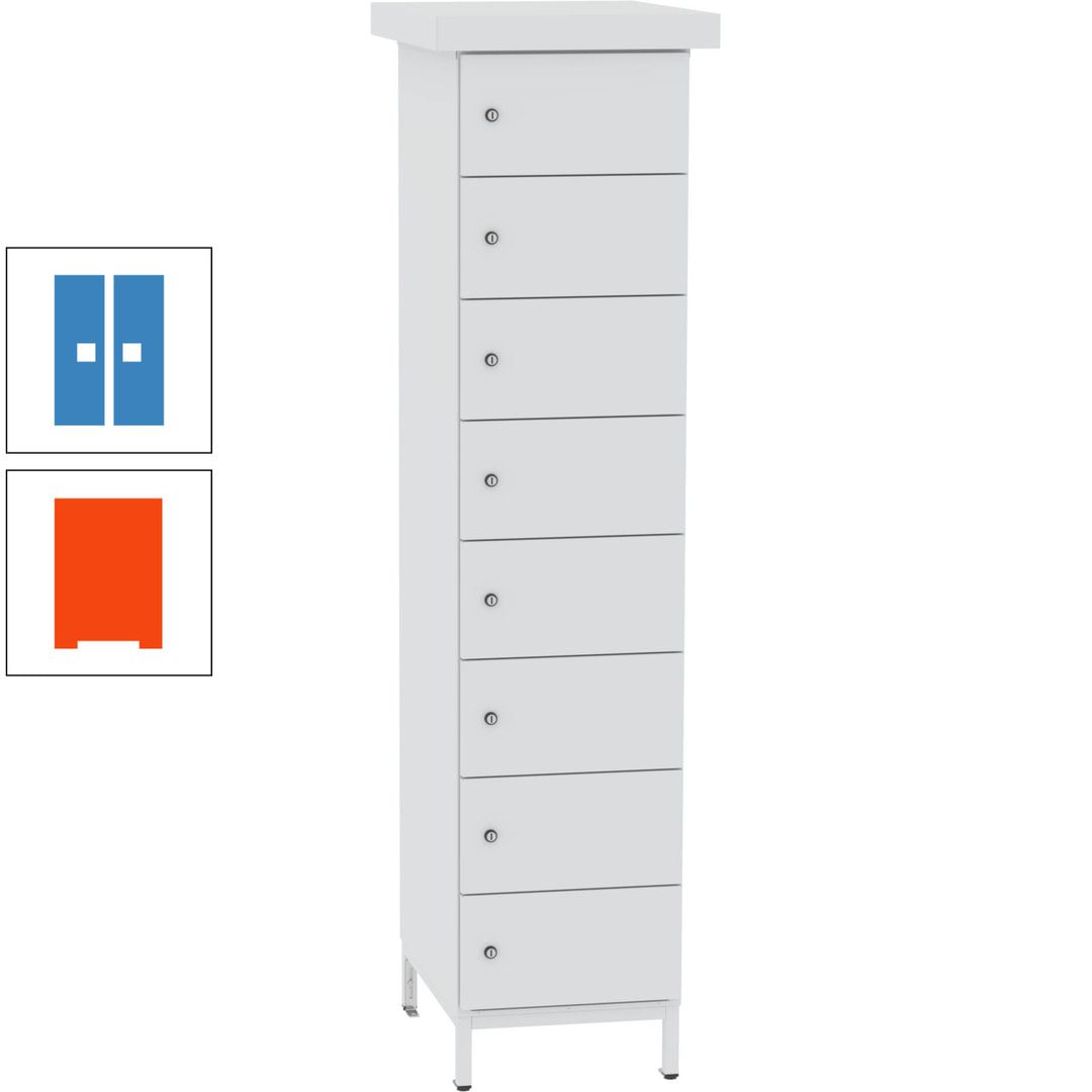 Akkuschrank, Batterieladeschrank, 8 Fächer, Schutzart IP54, Schuko, 1.855 x 400x 570 mm (HxBxT), Korpusfarbe anthrazitgrau, Frontfarbe anthrazitgrau