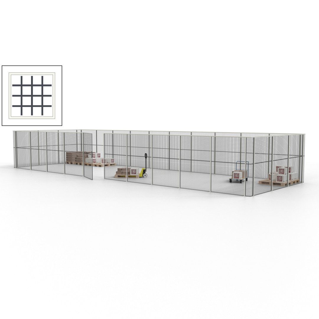 Maschinen Schutzgitter - Hallentrennwand - Sicherheitszaun - Tür - 39 m - 2.200 x 15.400 x 4.900 mm (HxBxT) - enzianblau