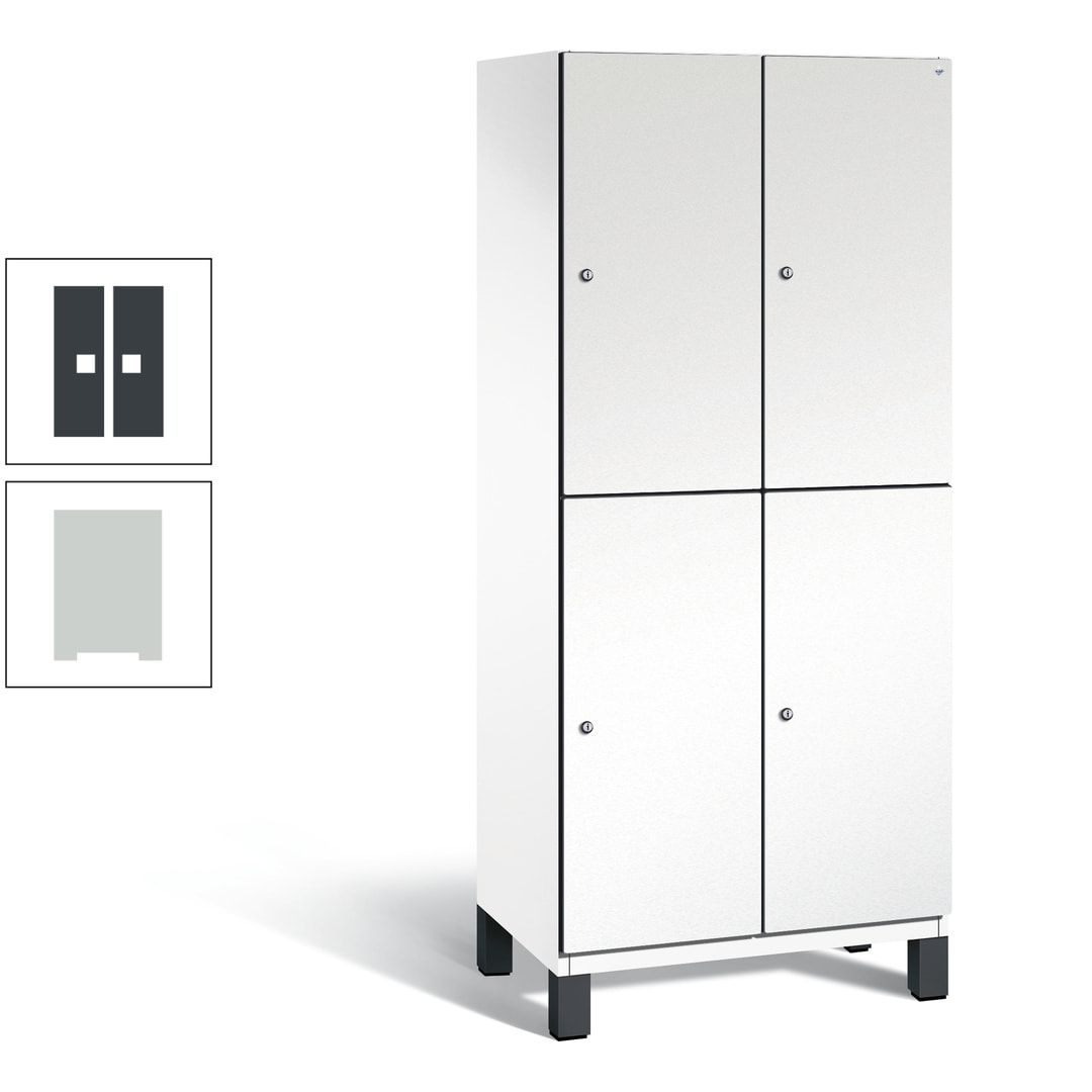 Fächerschrank, Stahlschrank, doppelstöckig, 4 Fächer, Füße, Korpus anthrazitgrau, Tür anthrazitgrau, 1.980 x 800 x 525 mm (HxBxT)