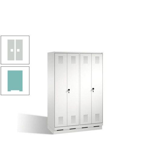 Doppel-Spind, Doppeltüren, Garderobenschrank mit Sockel, 4 Abteile a 300 mm, Korpus anthrazitgrau, Tür anthrazitgrau, 1.800 x 1.200 x 500 mm (HxBxT)