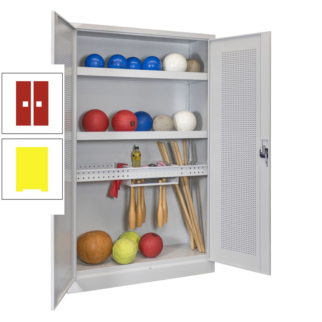Sportschrank - Lochfeldtüren - Variante 2 - 1.950x1.200x500 mm (HxBxT) - anthrazitgrau