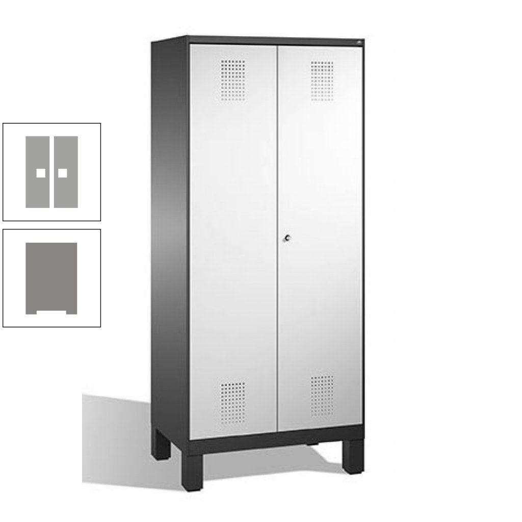 Mehrzweckschrank, Doppeltüren, auf Füßen, 2 Abteile a 400 mm, Korpus anthrazitgrau, Tür anthrazitgrau, 1.850 x 800 x 500 mm (HxBxT)