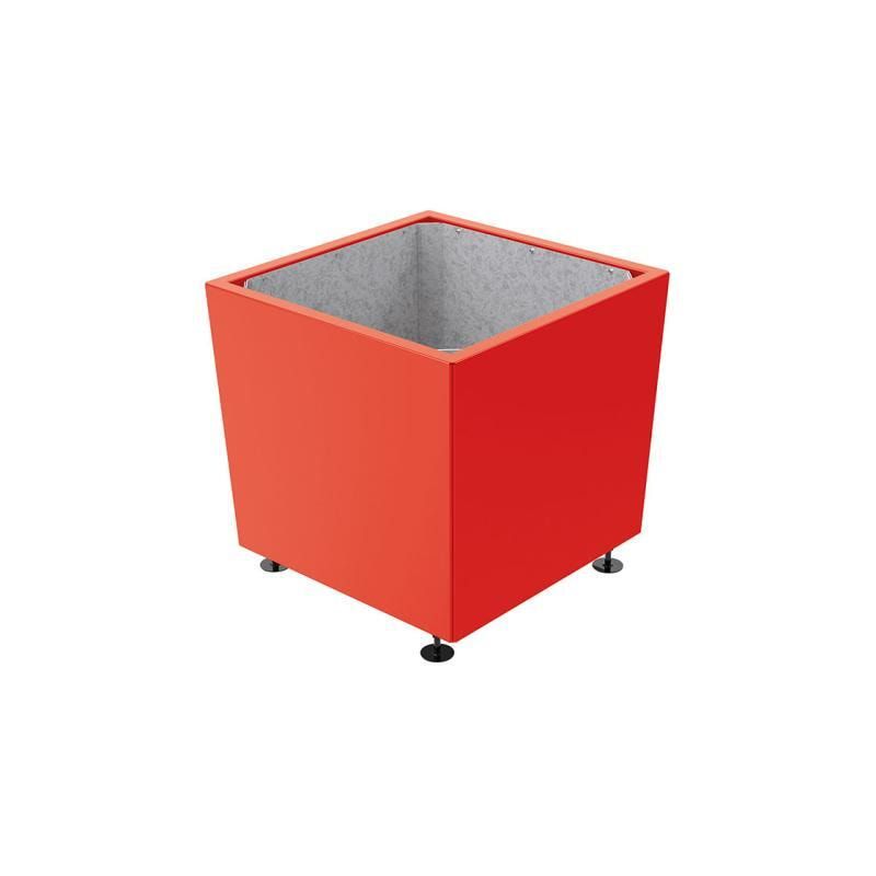 Pflanzkübel, 2 mm Stahlblech fvz, innen Blech feuerverzinkt mit Verladungsgriffen, verstellbare Füße, 760 x 785 x 785 mm (HxBxT), enzianblau