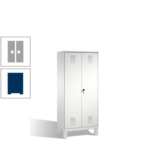 Doppel-Spind, Doppeltüren, Garderobenschrank mit Füßen, 2 Abteile a 400 mm, Korpus anthrazitgrau, Tür anthrazitgrau, 1.850 x 800 x 500 mm (HxBxT)