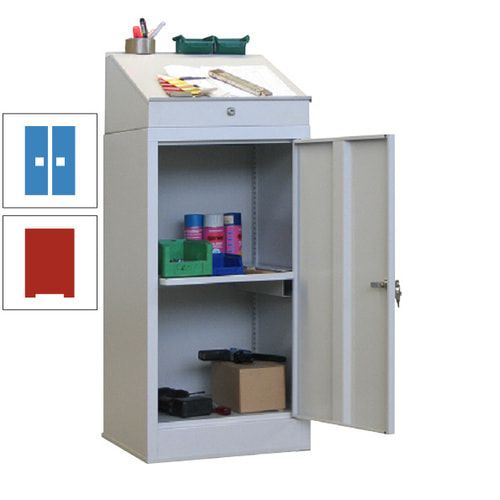 Stehpult mit Schrank - Vollblechtür - Zylinderschloss - 1 Ausziehboden - 1.270x500x500 mm (HxBxT) - anthrazitgrau