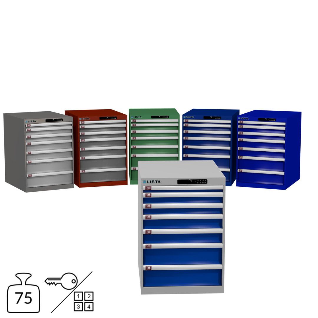 Lista Schubladenschrank - 14.354.010 - 800x564x725 mm (HxBxT) - 7 Schubladen - 75 kg - Key Lock - lichtblau (RAL 5012)