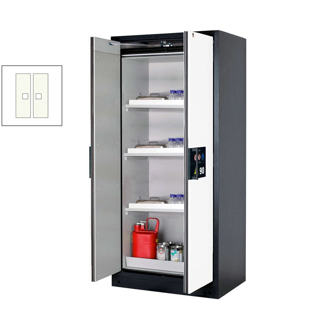 Gefahrstoffschrank - 1.953x893x615 mm - 3 Wannenböden PP - Front enzianblau