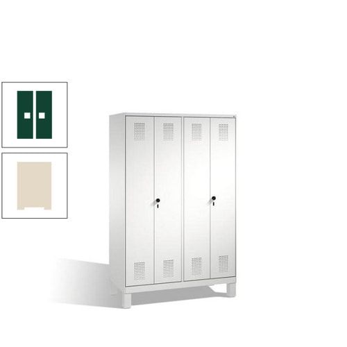 Doppel-Spind, Doppeltüren, Garderobenschrank mit Füßen, 4 Abteile a 300 mm, Korpus anthrazitgrau, Tür anthrazitgrau, 1.850 x 1.200 x 500 mm (HxBxT)