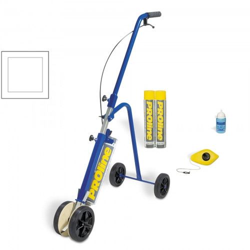 Bodenmarkiergerät Set mit 2 Farbkartuschen Markierfarbe gelb, Schlagschnur und Kreide, Linienmarkierer, 50-75 mm Markierwagen für Straßenmarkierungen