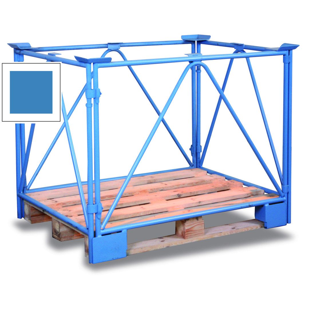 Palettenaufsatzrahmen für Europalette - 2.000 kg - Höhe 1.000 mm - 3-fach stapelbar - Diagonalstreben - lichtblau