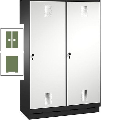 Doppel-Spind, Garderobenschrank, 2 Türen für 4 Abteile a 300 mm, Korpus anthrazitgrau, Türen anthrazitgrau, 1.800 x 1.200 x 500 mm (HxBxT)