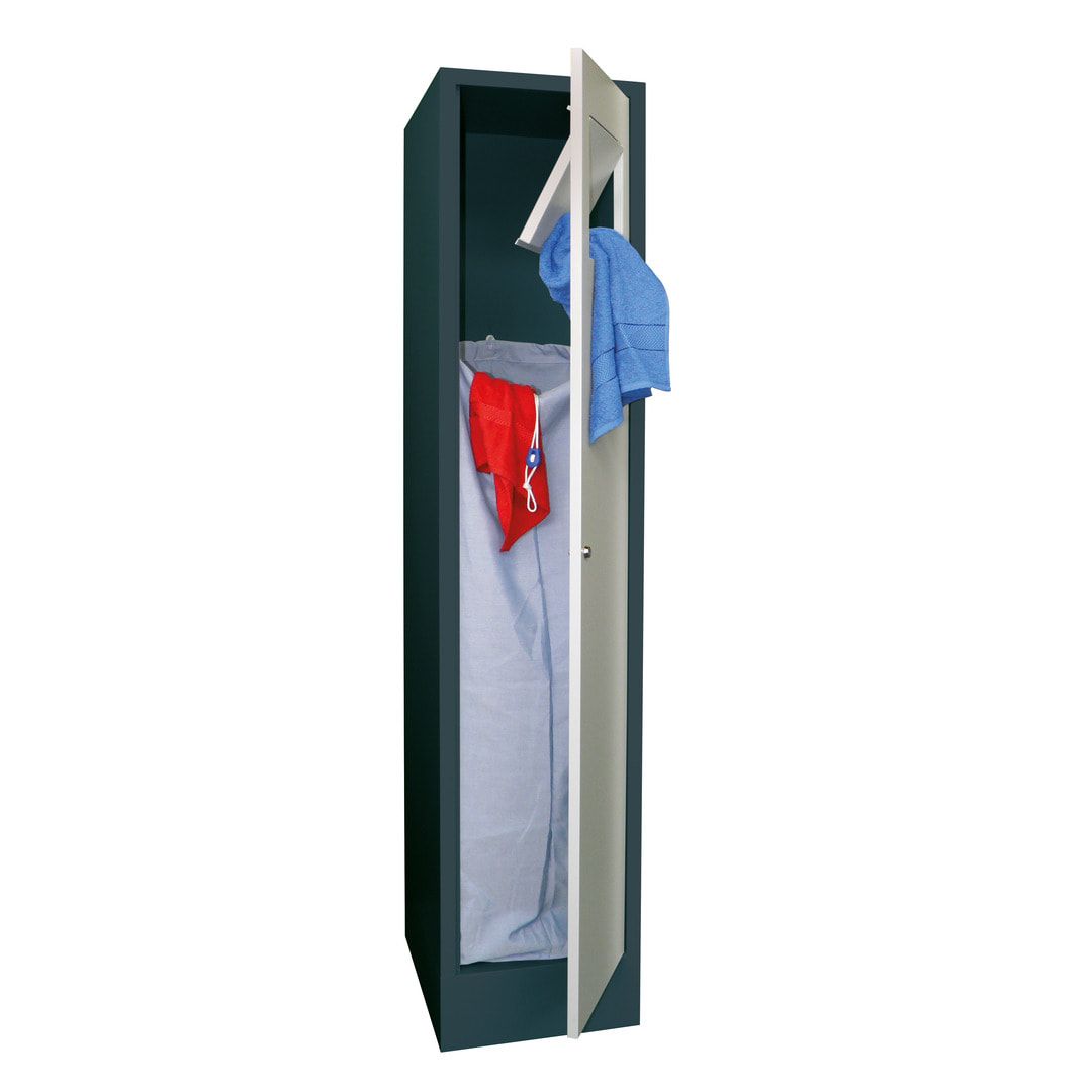 Wäschesammelschrank - 1.850 x 400 x 500 mm (HxBxT) - Füße - Drehriegel - anthrazitgrau