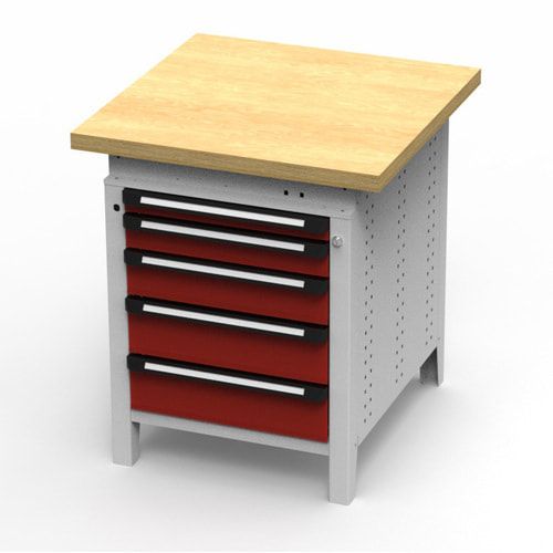 OTTOKIND Werkbank - Arbeitsplatte bündig - 850 x 605 x 750 mm (HxBxT) - 5 Schubladen - lichtgrau