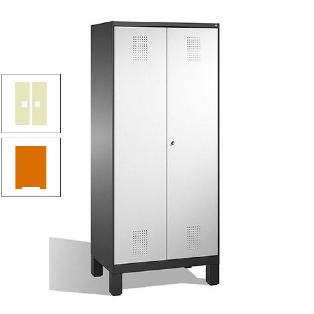 Mehrzweckschrank, Doppeltüren, auf Füßen, 2 Abteile a 400 mm, Korpus anthrazitgrau, Tür anthrazitgrau, 1.850 x 800 x 500 mm (HxBxT)