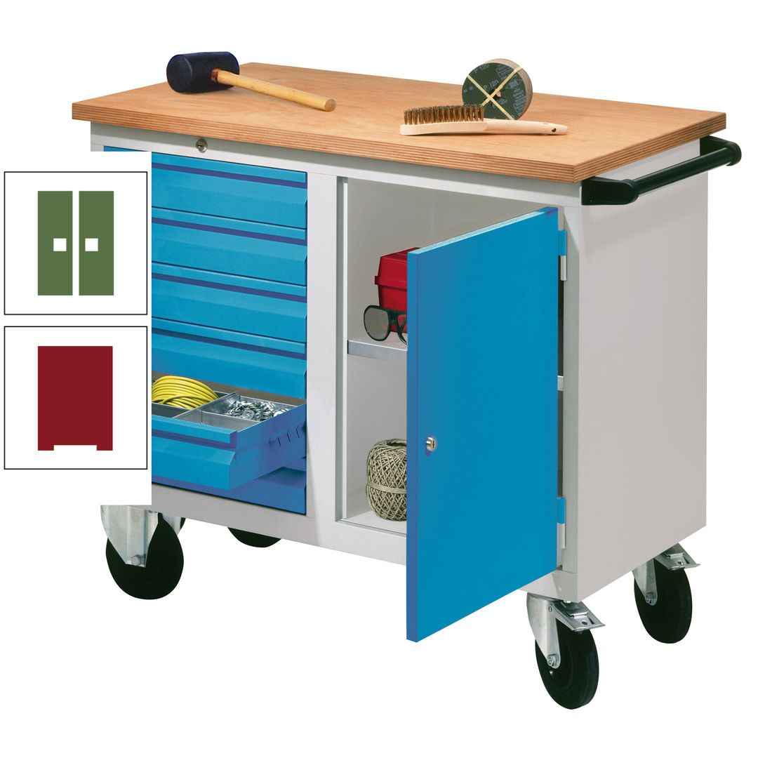 Mobile Werkbank - Werkstattwagen - 915 x 1.090 x 600 mm - 6 Schubladen und Schrankfach - anthrazitgrau