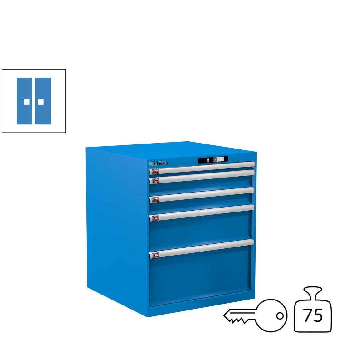 Lista Schubladenschrank - 14.411.010 - 850x717x725 mm (HxBxT) - 5 Schubladen - 75 kg - Key Lock - lichtblau (RAL 5012)