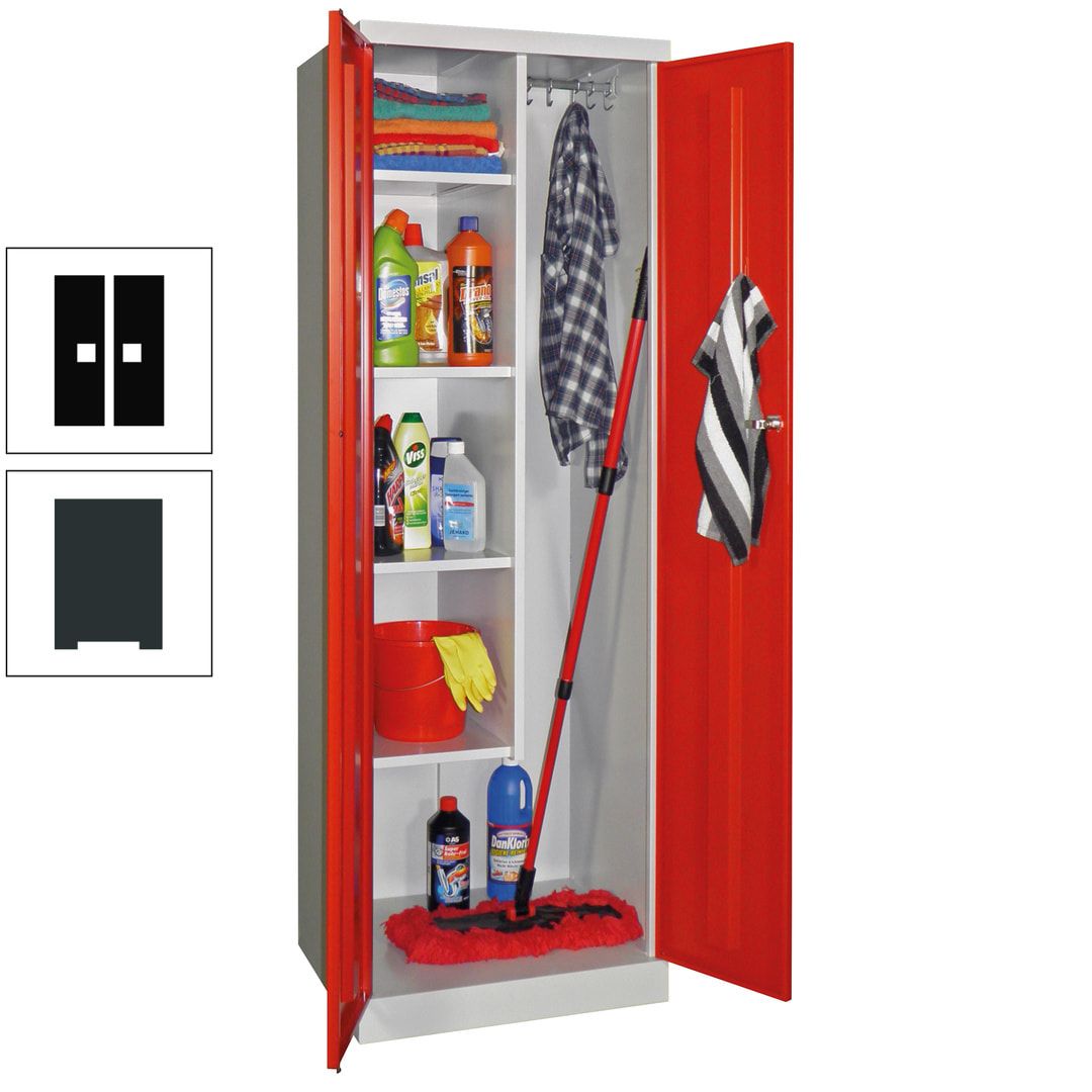 Putzschrank mit Sockel - 1 Abteil mit Trennwand - 1.800x600x500 mm (HxBxT) - Zylinderschloss - anthrazitgrau