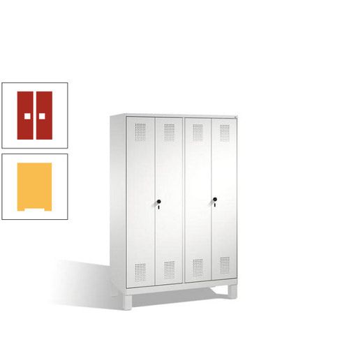 Doppel-Spind, Doppeltüren, Garderobenschrank mit Füßen, 4 Abteile a 300 mm, Korpus anthrazitgrau, Tür anthrazitgrau, 1.850 x 1.200 x 500 mm (HxBxT)