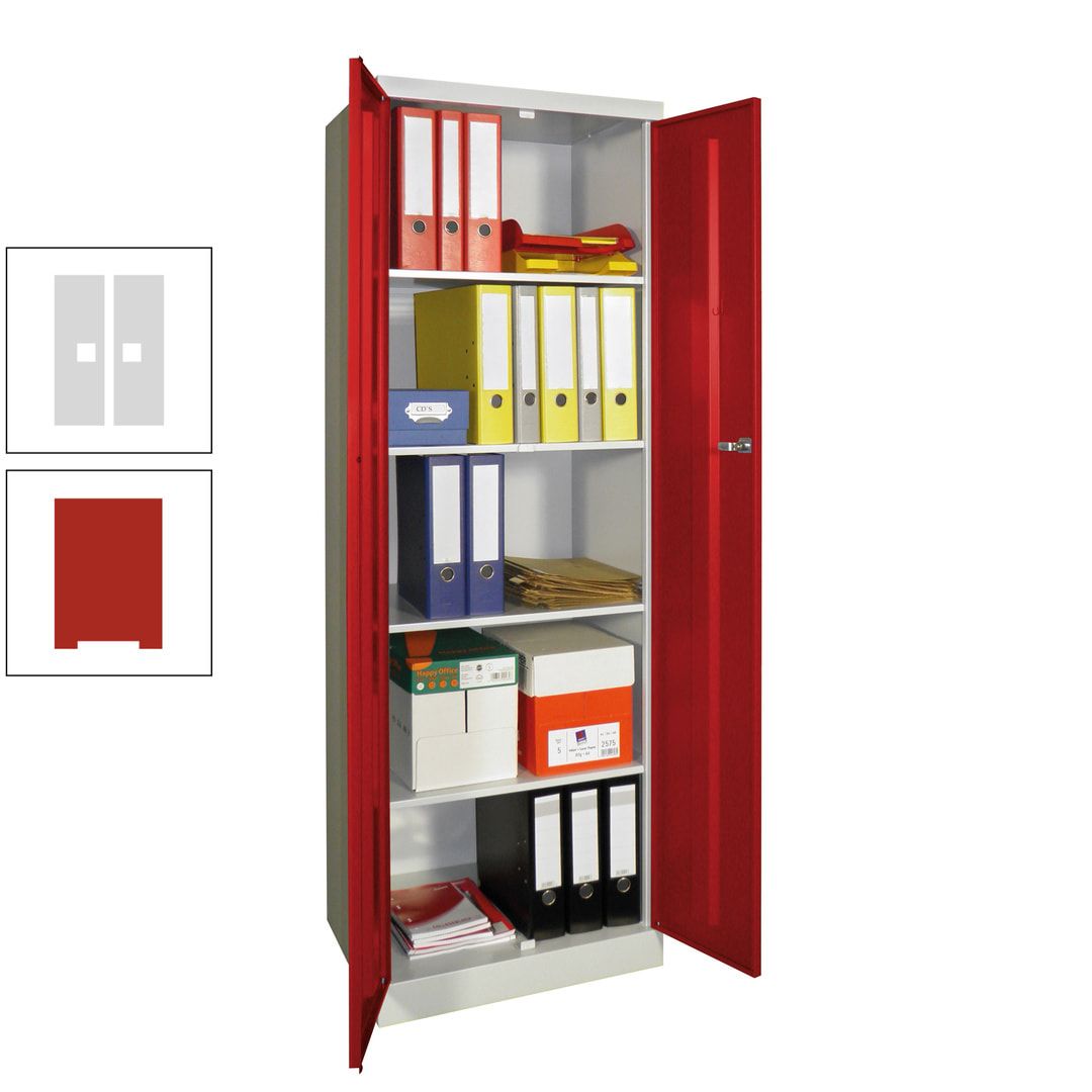 Aktenschrank - Sockel - 4 Böden - 1.800x600x500 mm (HxBxT) - Zylinderschloss - anthrazitgrau