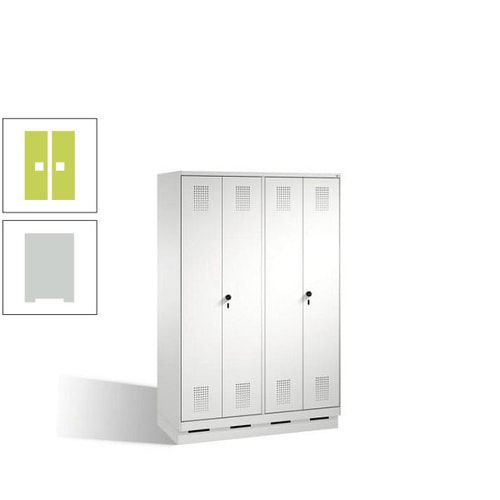 Doppel-Spind, Doppeltüren, Garderobenschrank mit Sockel, 4 Abteile a 300 mm, Korpus anthrazitgrau, Tür anthrazitgrau, 1.800 x 1.200 x 500 mm (HxBxT)