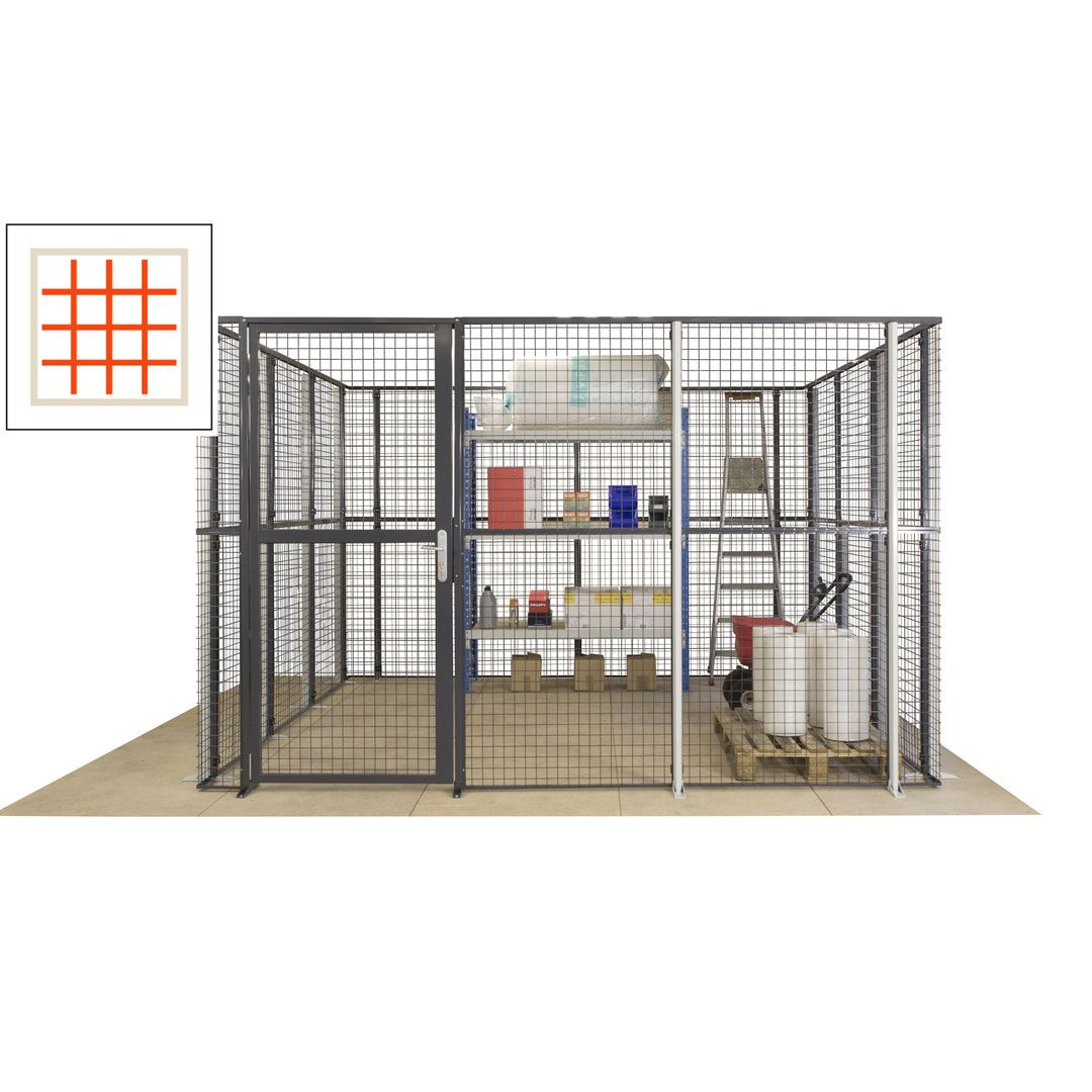 Maschinen Schutzgitter - Hallentrennwand - Sicherheitszaun - Tür - 108 m - 2.200 x 33.400 x 21.400 mm (HxBxT) - enzianblau